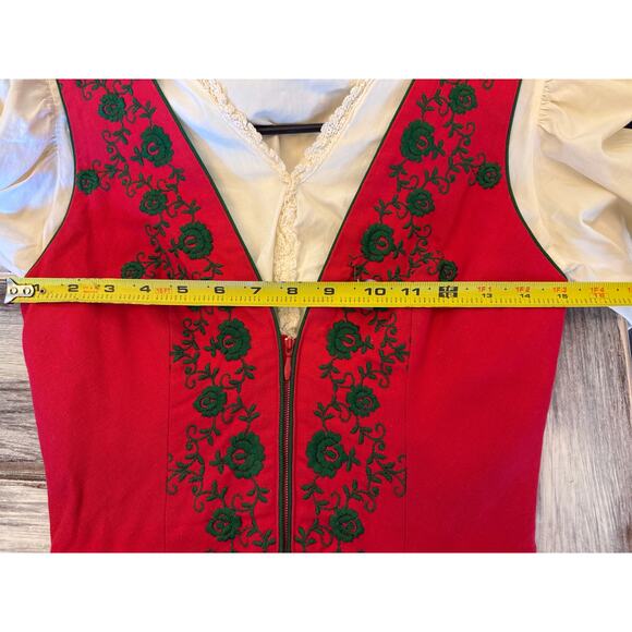 Vintage Hancke Dirndl Dress Red Size 36 US Size 4 Oktoberfest Beer Girl - Picture 7 of 10